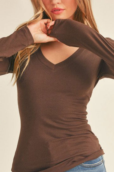 Basic V-Neck Long Sleeve Top