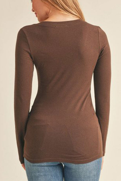 Basic V-Neck Long Sleeve Top