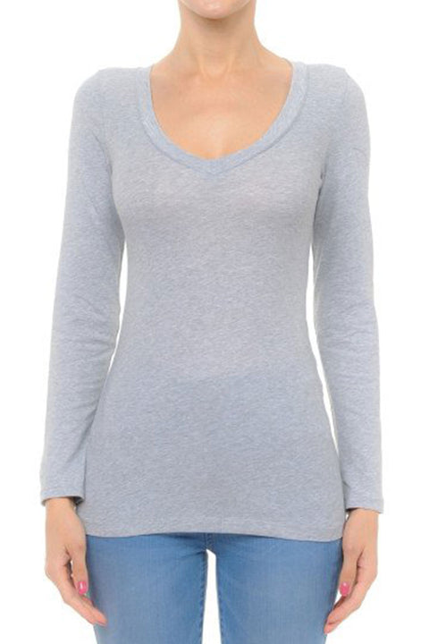 Basic V-Neck Long Sleeve Top