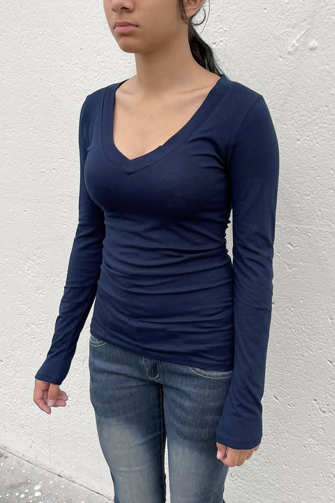 Basic V-Neck Long Sleeve Top