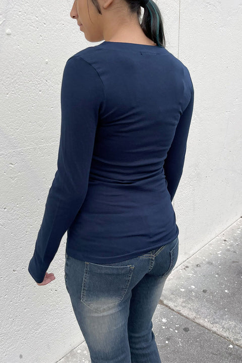Basic V-Neck Long Sleeve Top