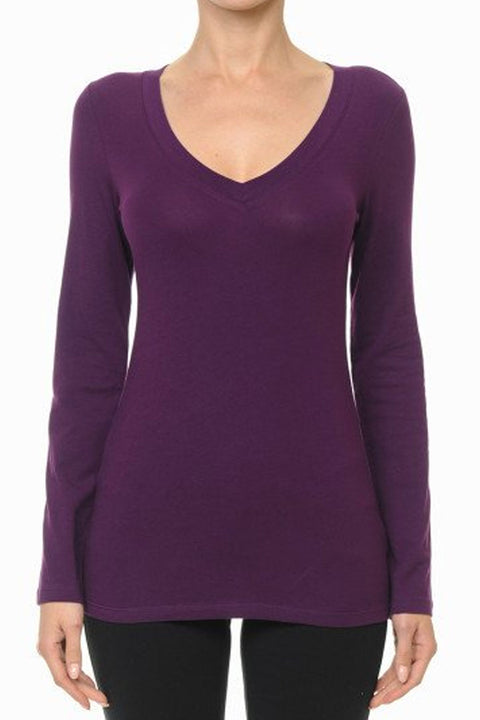 Basic V-Neck Long Sleeve Top
