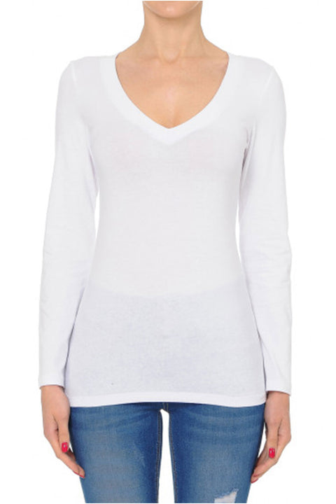 Basic V-Neck Long Sleeve Top