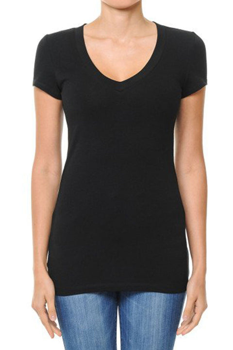 Basic V-Neck Short Sleeve Top