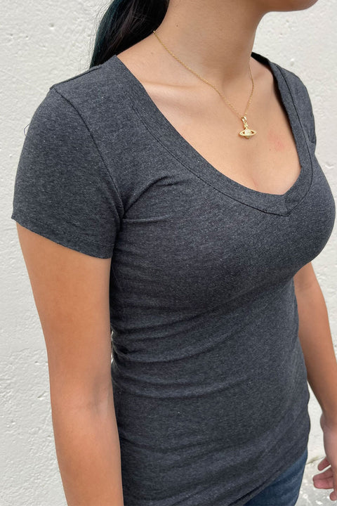 Basic V-Neck Short Sleeve Top