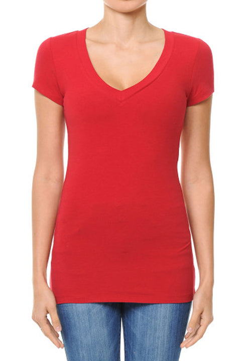 Basic V-Neck Short Sleeve Top