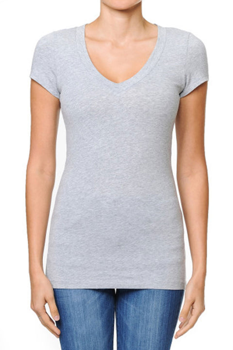 Basic V-Neck Short Sleeve Top