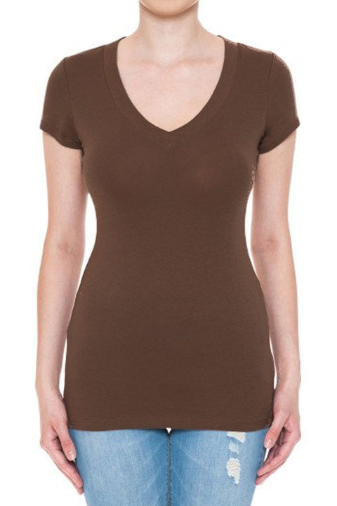Basic V-Neck Short Sleeve Top