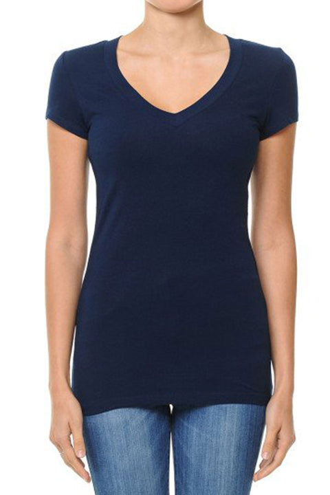 Basic V-Neck Short Sleeve Top