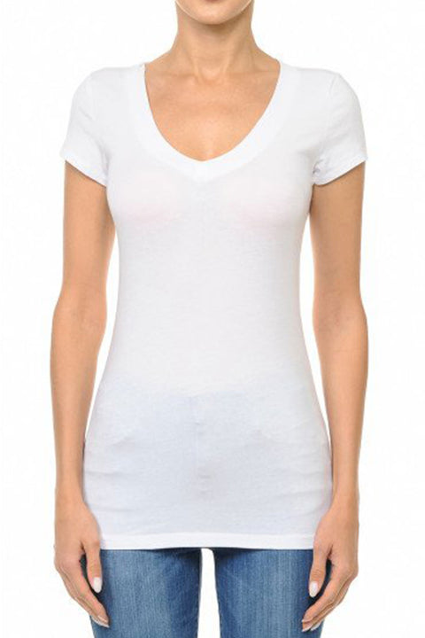 Basic V-Neck Short Sleeve Top