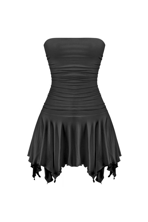 Tresser™ Tube Ruched Pleated Mini Dress with Under Shorts (Double-Layer)