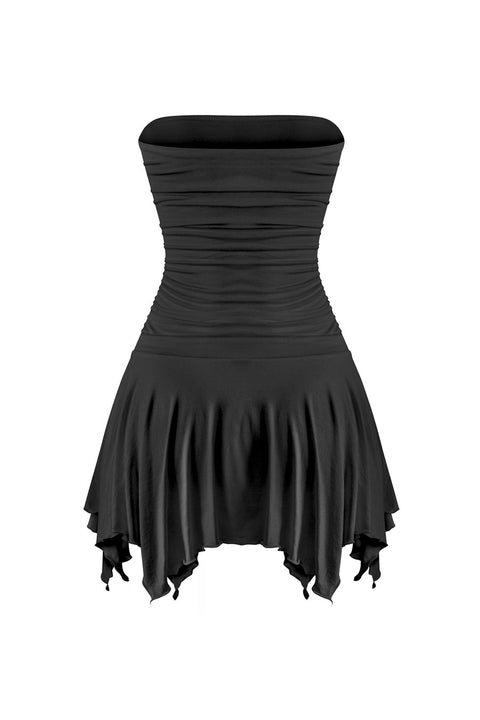 Tresser™ Tube Ruched Pleated Mini Dress with Under Shorts (Double-Layer)