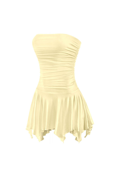 Tresser™ Tube Ruched Pleated Mini Dress with Under Shorts (Double-Layer)