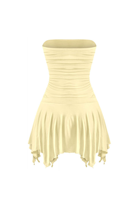 Tresser™ Tube Ruched Pleated Mini Dress with Under Shorts (Double-Layer)