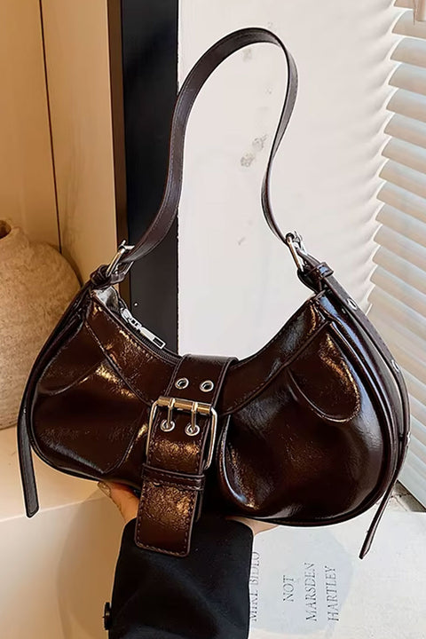 2000s Crescent Shoulder Baguette Bag with Dual-Hole Strap
