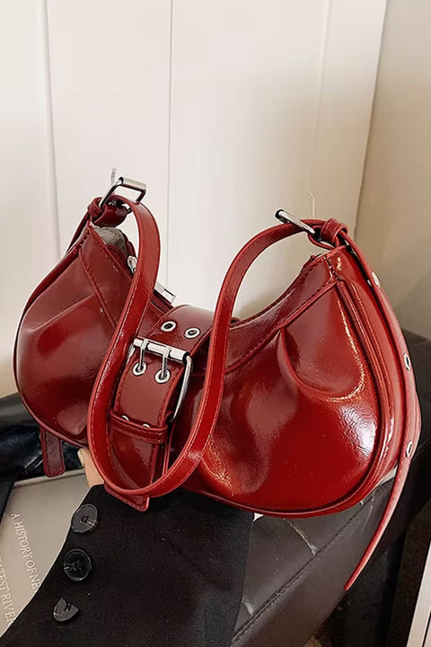 2000s Crescent Shoulder Baguette Bag with Dual-Hole Strap