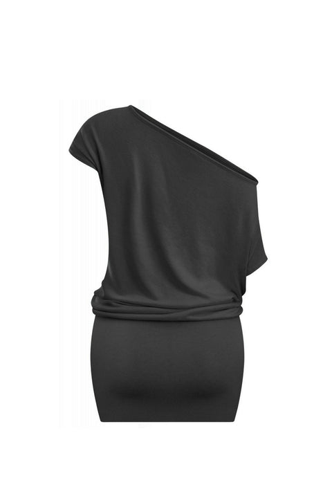2000s Asymmetrical Dolman Short Sleeve Mini Dress