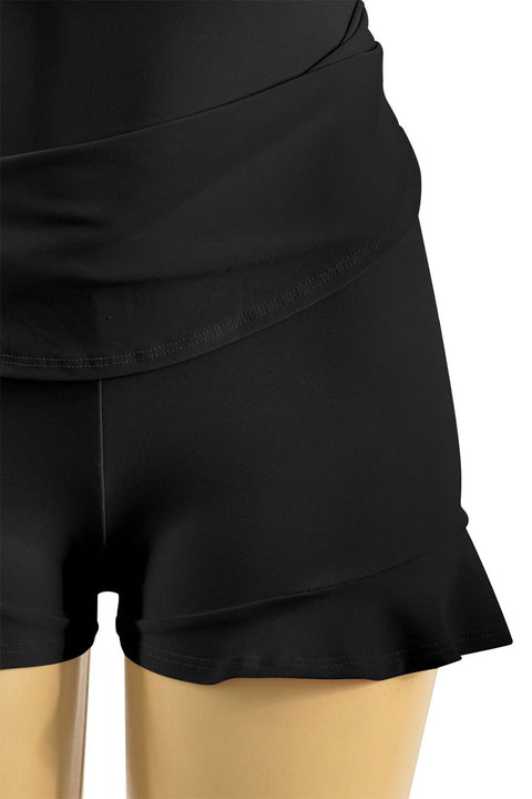 Tresser™ Sleeveless Open Back Halter Ruffled Dress with Inner Shorts