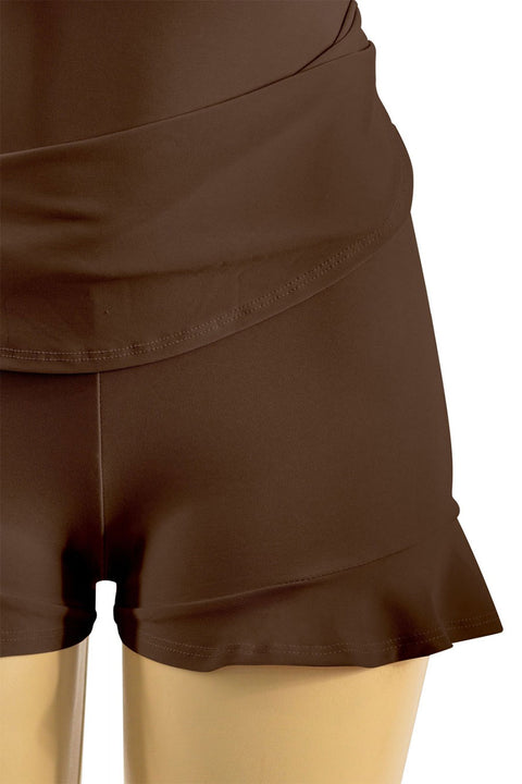 Tresser™ Sleeveless Open Back Halter Ruffled Dress with Inner Shorts