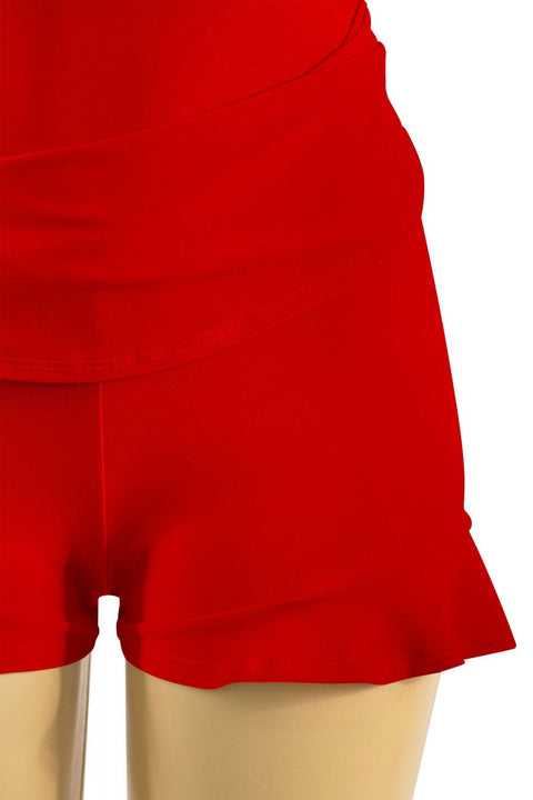 Tresser™ Sleeveless Open Back Halter Ruffled Dress with Inner Shorts
