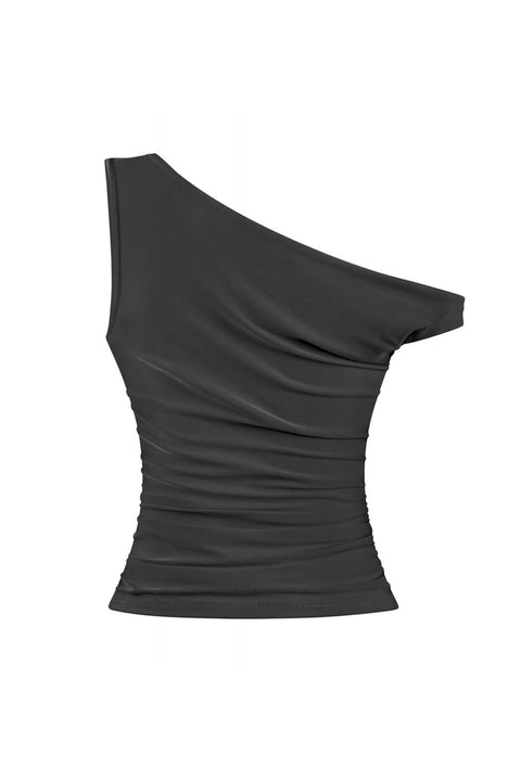 Tresser™ Asymmetrical Off Shoulder Ruched Crop Top (Double-Layer)