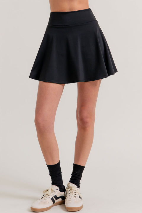 Basic Activewear Flare Tennis Mini Skirt with Inner Shorts