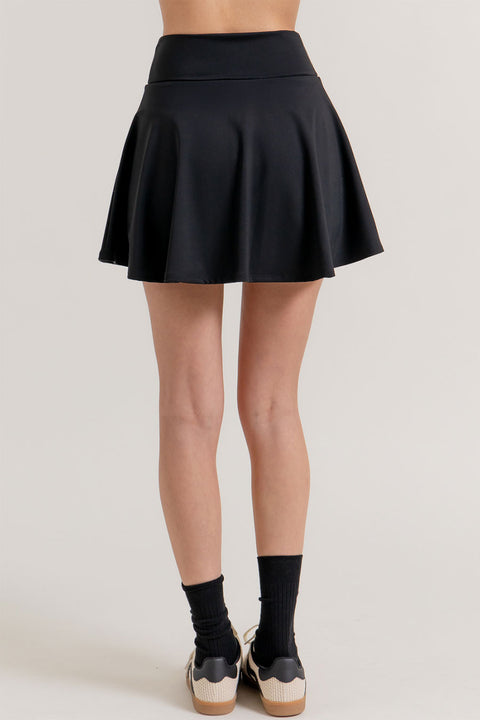 Basic Activewear Flare Tennis Mini Skirt with Inner Shorts