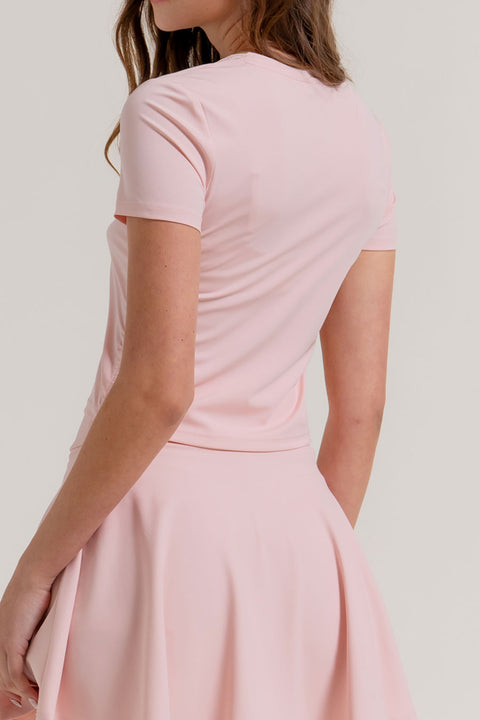 Basic Short Sleeve Side Ruched Activewear Top