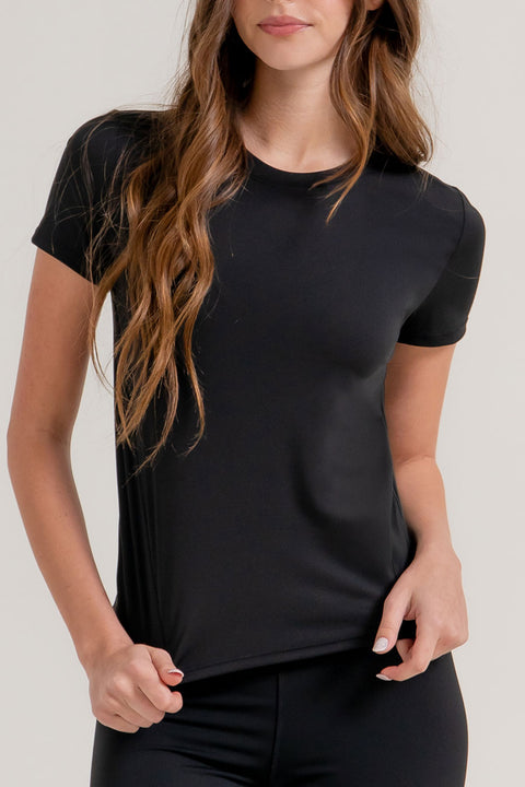 Basic Short Sleeve Side Seam Activewear Top