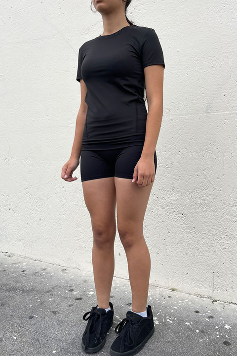 Basic Short Sleeve Side Seam Activewear Top