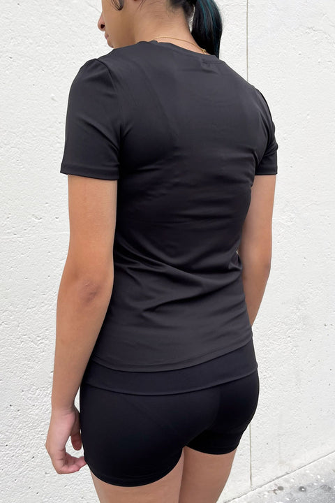 Basic Short Sleeve Side Seam Activewear Top