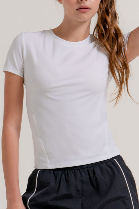 Basic Short Sleeve Side Seam Activewear Top