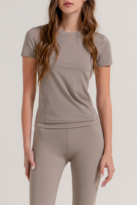 Basic Short Sleeve Side Seam Activewear Top
