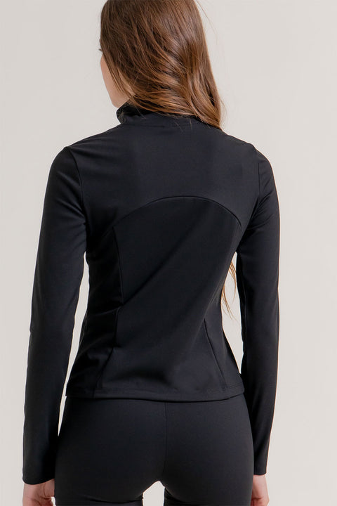 Basic Long Sleeve Mock Neck Zip Front Activewear Jacket