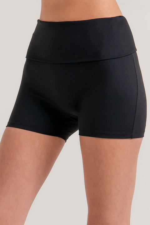 Basic Waist Fold-Over Activewear Bike Shorts
