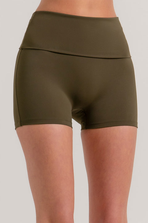 Basic Waist Fold-Over Activewear Bike Shorts