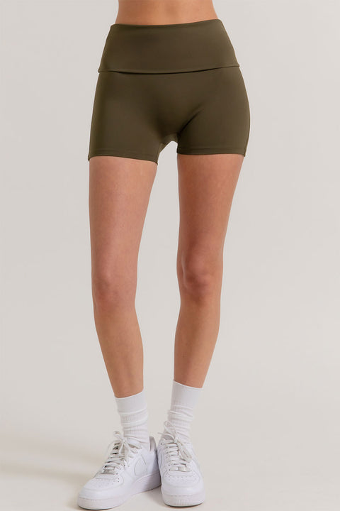 Basic Waist Fold-Over Activewear Bike Shorts