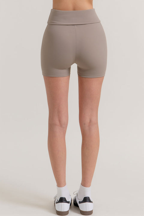 Basic Waist Fold-Over Activewear Bike Shorts