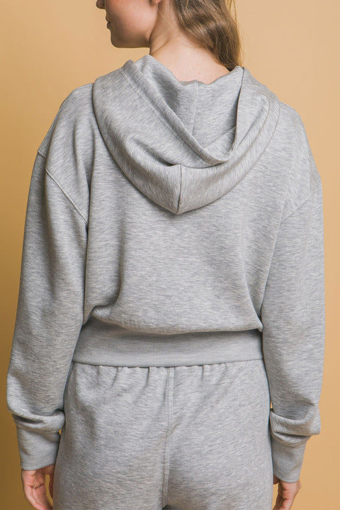 Basic Super Soft & Stretchy Sweater Front-Zip Hoodie