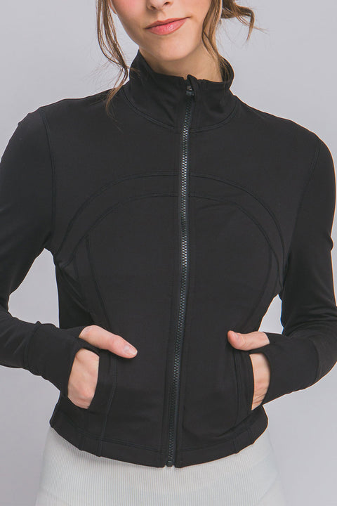 Basic Full Front-Zip Long Sleeve Performance Activewear Jacket