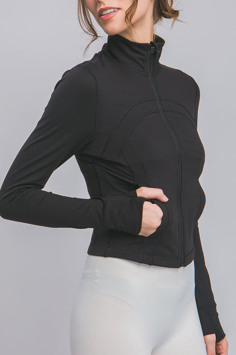 Basic Full Front-Zip Long Sleeve Performance Activewear Jacket