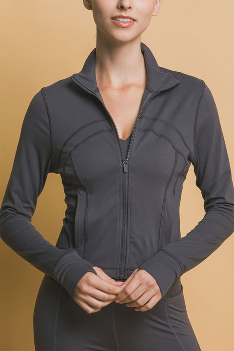 Basic Full Front-Zip Long Sleeve Performance Activewear Jacket