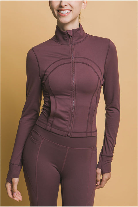Basic Full Front-Zip Long Sleeve Performance Activewear Jacket