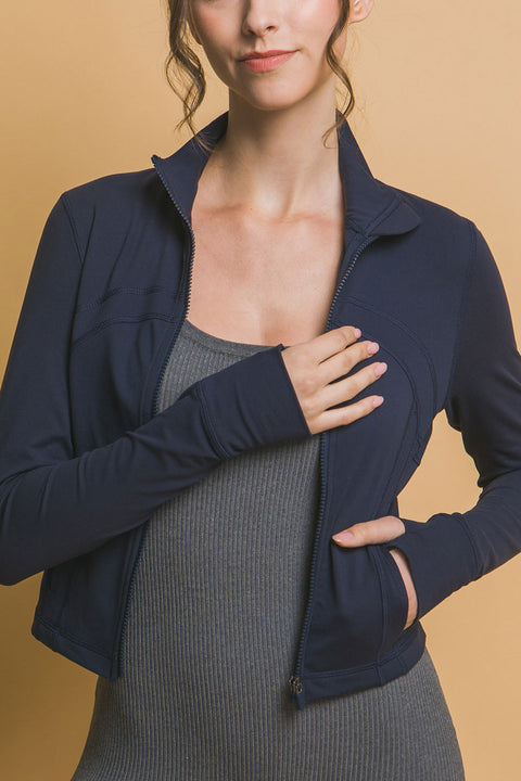 Basic Full Front-Zip Long Sleeve Performance Activewear Jacket