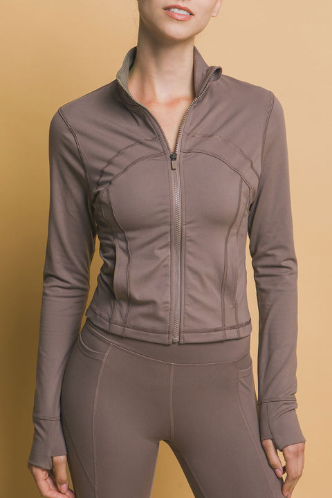 Basic Full Front-Zip Long Sleeve Performance Activewear Jacket