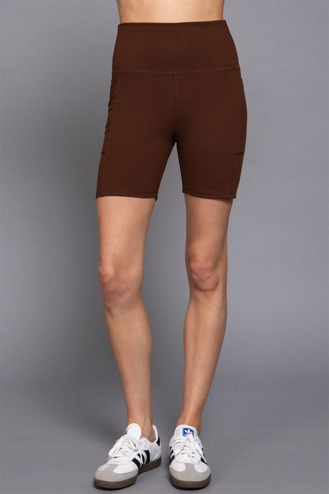 Basic Waist Band Activewear Bike Shorts With Pocket