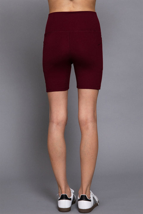 Basic Waist Band Activewear Bike Shorts With Pocket