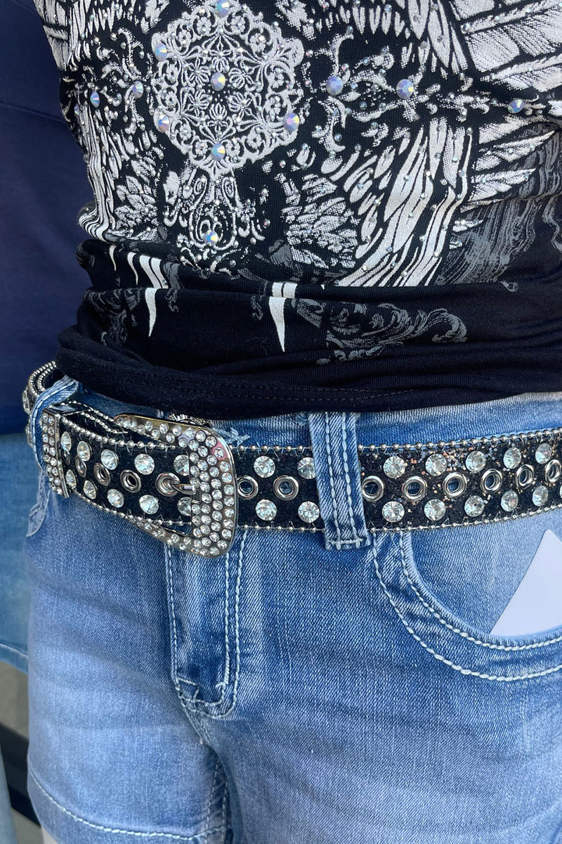 Y2K Essential Grunge/Gothic Bedazzled Rhinestone Bling Belt– HyperBees