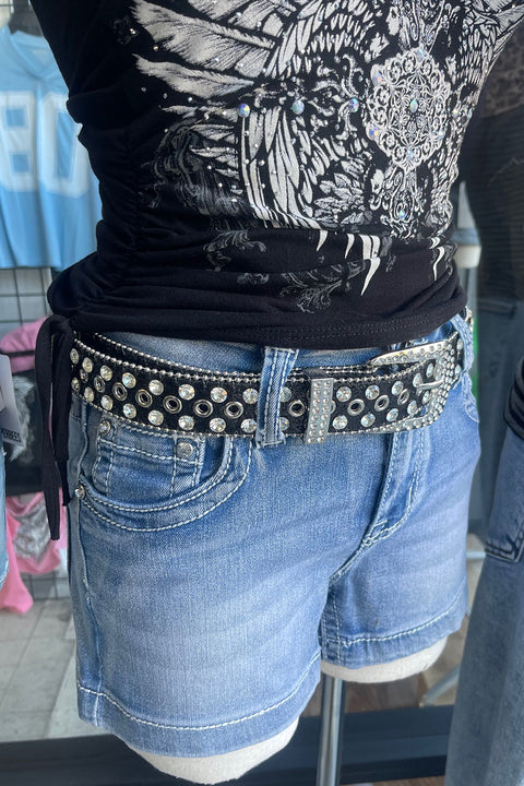 Y2K Essential Grunge/Gothic Bedazzled Rhinestone Bling Belt
