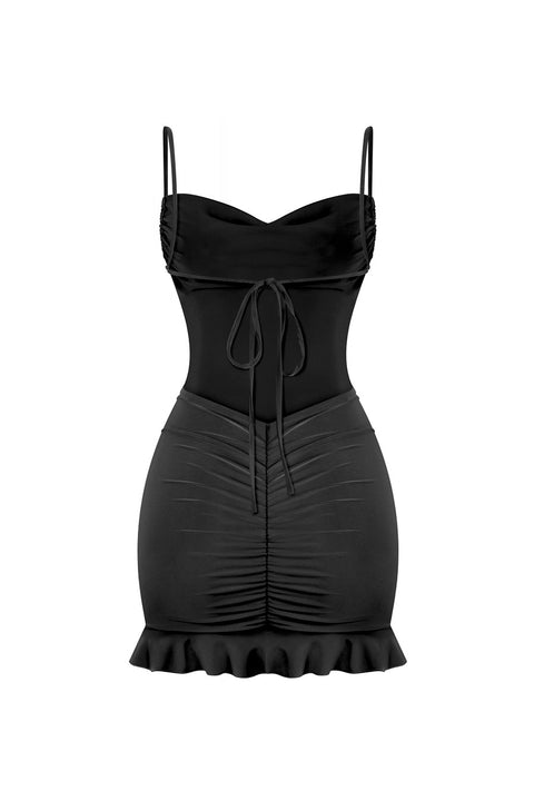 Tresser™ Strappy Cowl Neck Open Back Mini Dress